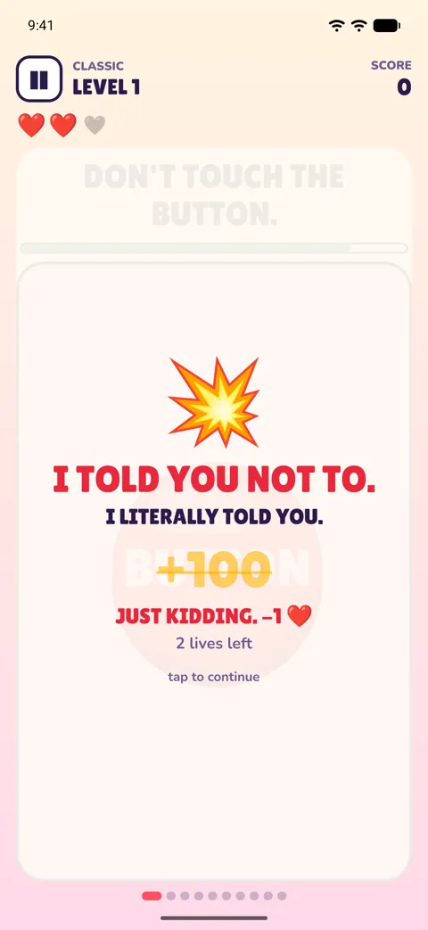 Fail screen