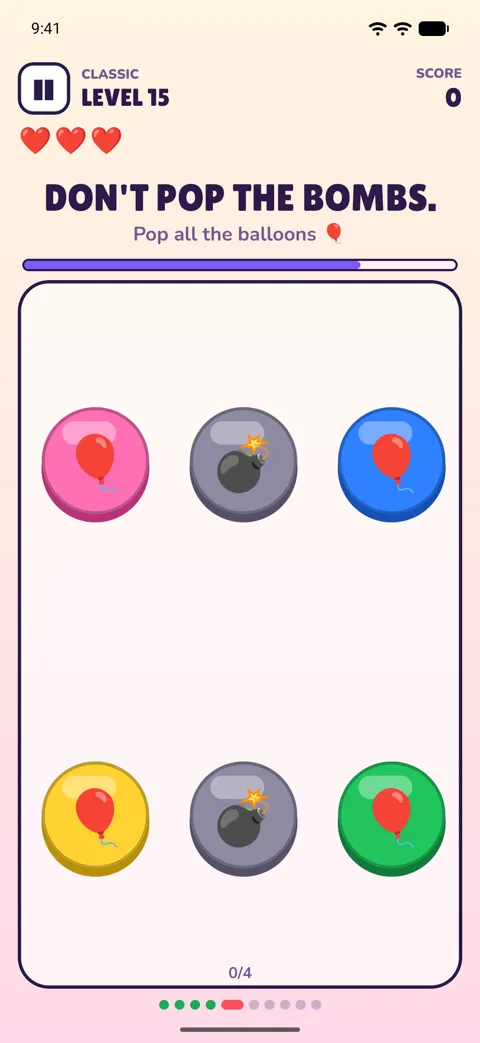Level with balloons and bombs